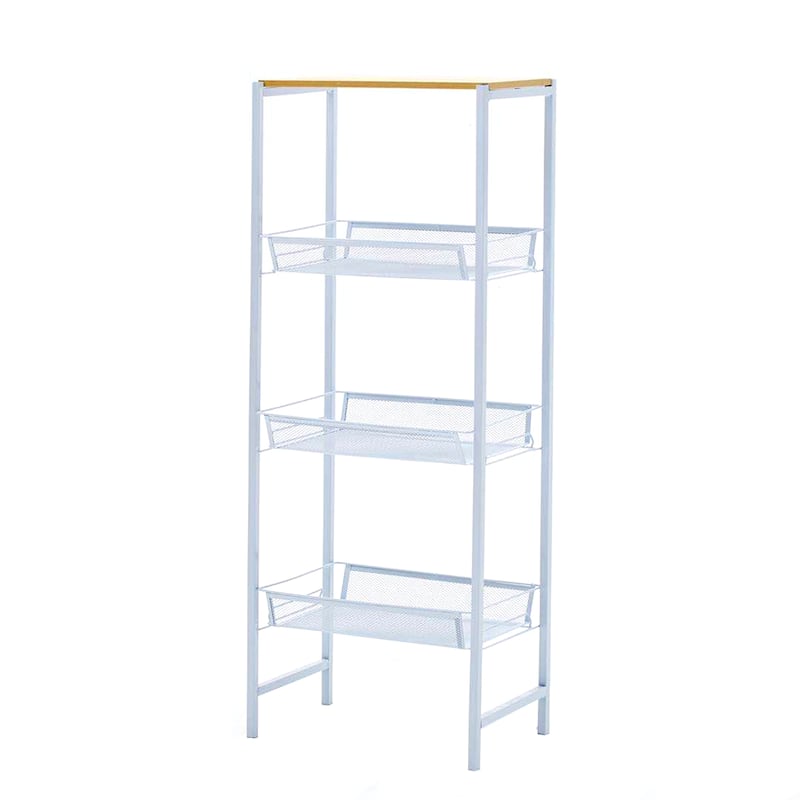 Porthos Home Blake 3-tier Storage Shelves, Mesh Trays And Metal Frame - White