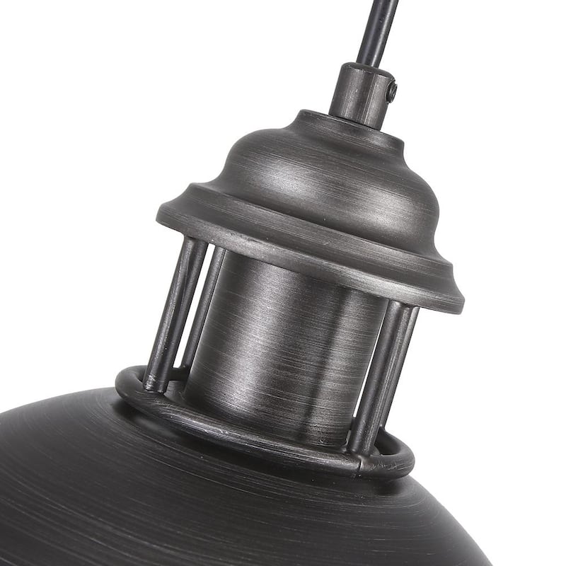 1-light Pot Lid Industrial Dome Pendant Lighting Antique Silver