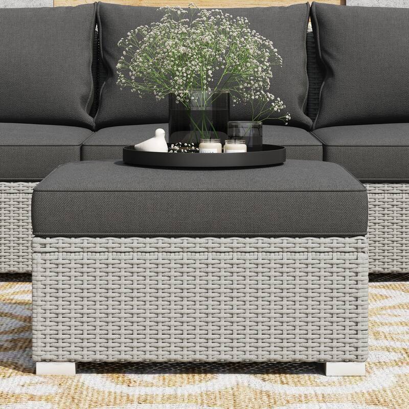 Corvus Oreanne 7-piece Patio Rattan Sectional Conversation Set