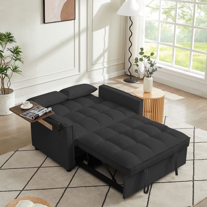 Velvet Loveseat Sofa Bed With 3 Adjustable Positions