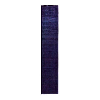 Contemporary Overdyed Wool Hand Knotted Runner - 2' 7" x 13' 10"