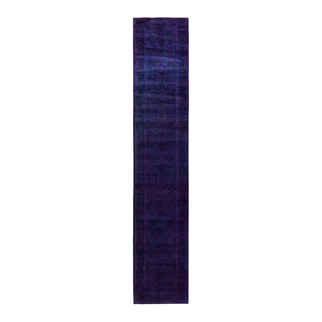 Contemporary Overdyed Wool Hand Knotted Runner - 2' 7" x 13' 10"