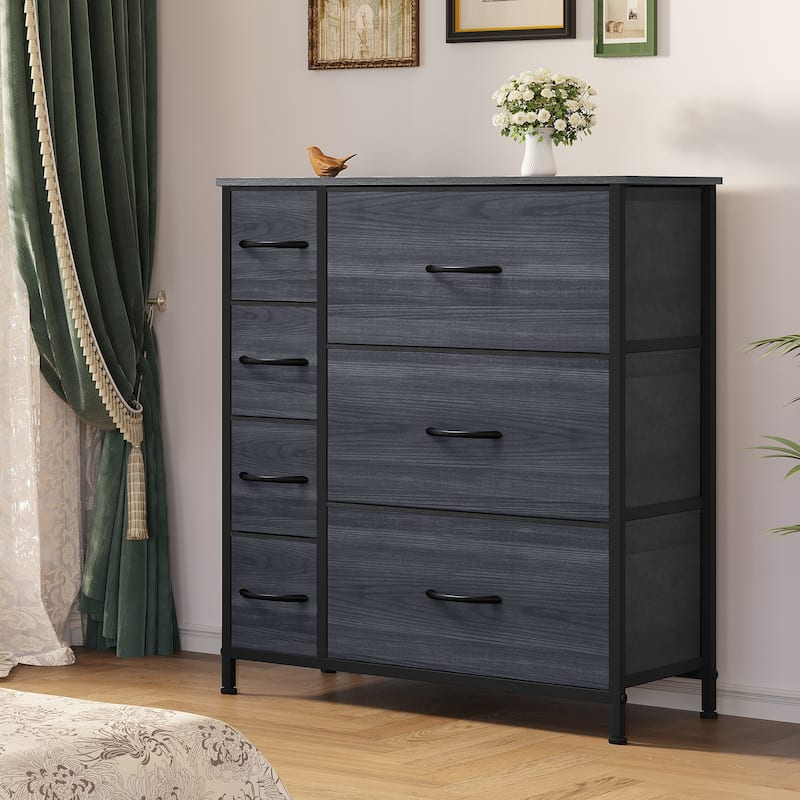 Moasis 7-drawer Bedroom Fabric Dresser Storage Tower with Wood Top