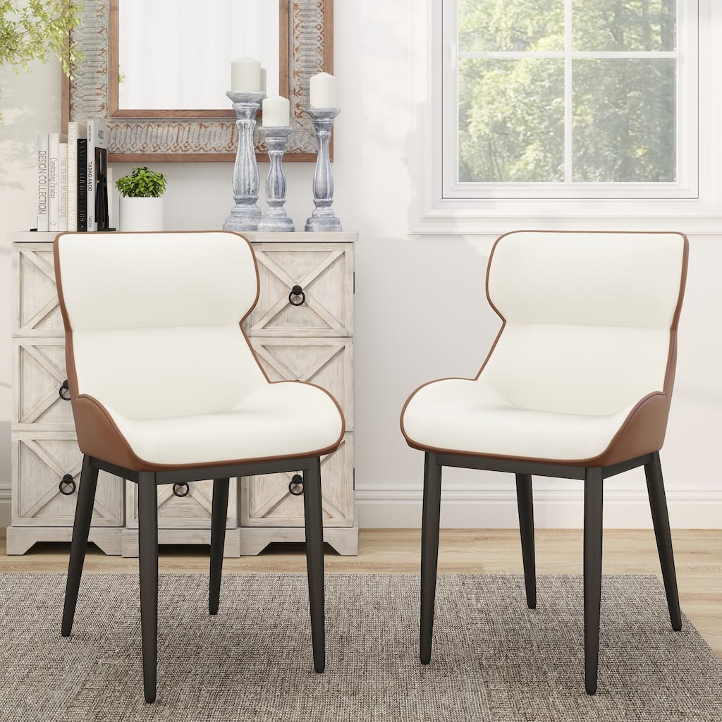 18.7''H Parsons Minimalist PU Leather Dining Chair (Set of 2)
