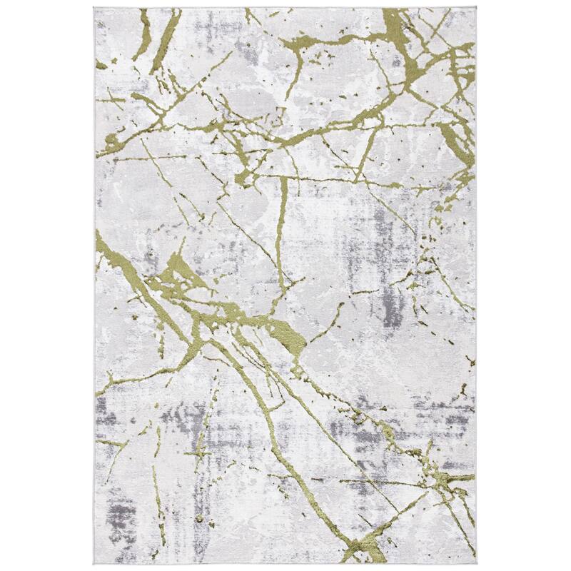 SAFAVIEH Amelia Alli Modern Abstract Distressed Rug - 2' x 4' - Grey/Green