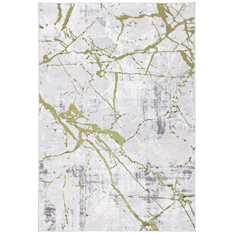 SAFAVIEH Amelia Fietje Modern Abstract Distressed Rug - 2' x 4' - Grey/Green - Rectangle