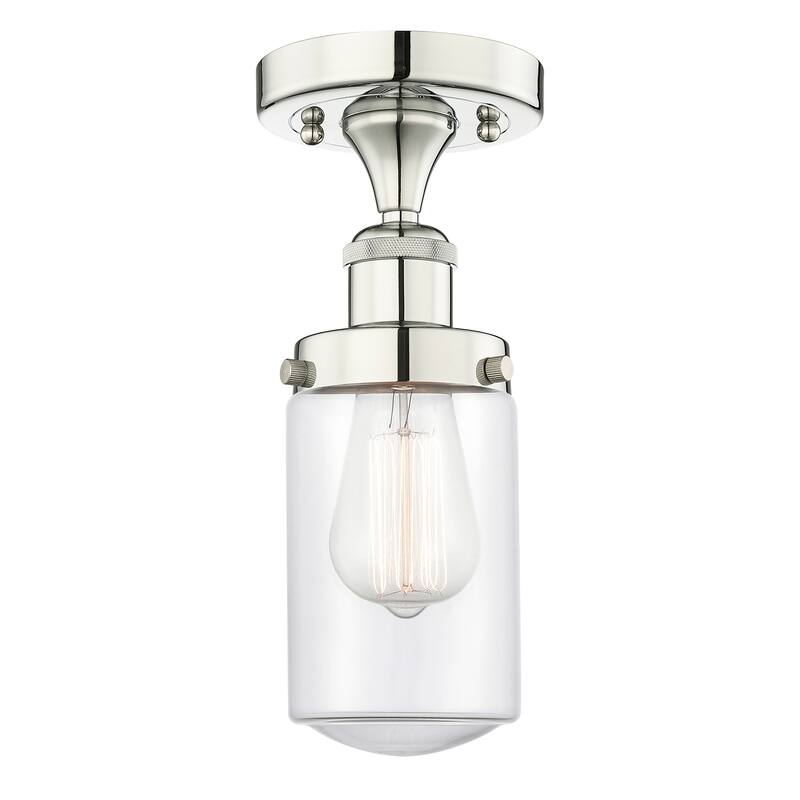 Innovations Lighting Edison Dover - 1 Light 7" Semi-Flush Mount - Clear/Polished Nickel