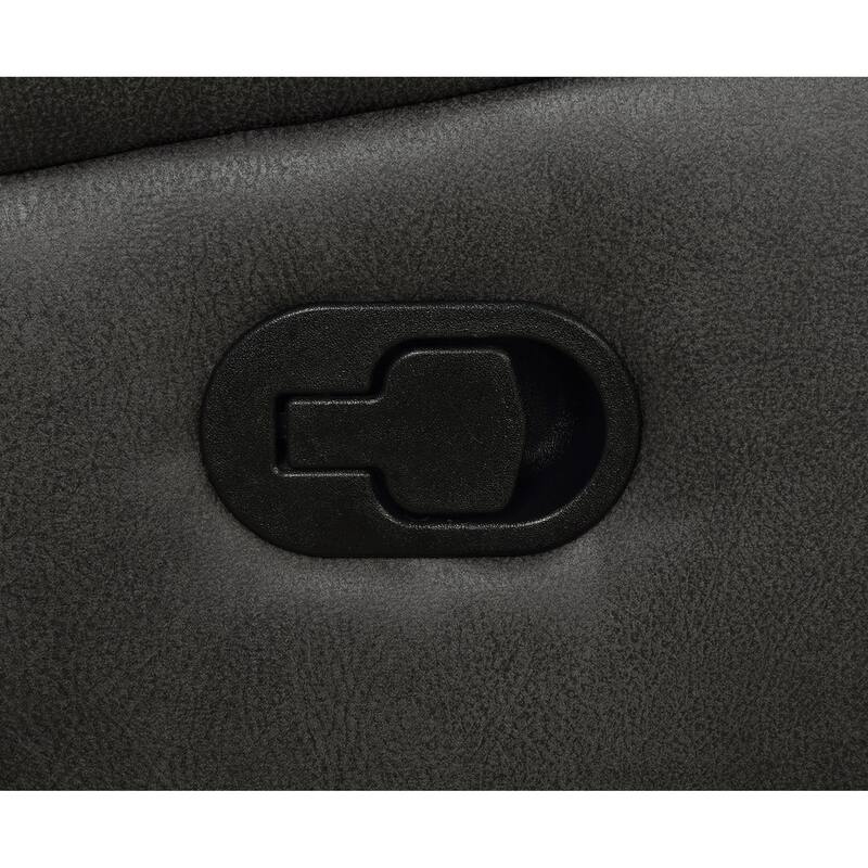 Lenard 41 Inch Manual Gliding Recliner, Piped Details, Charcoal Gray, Black