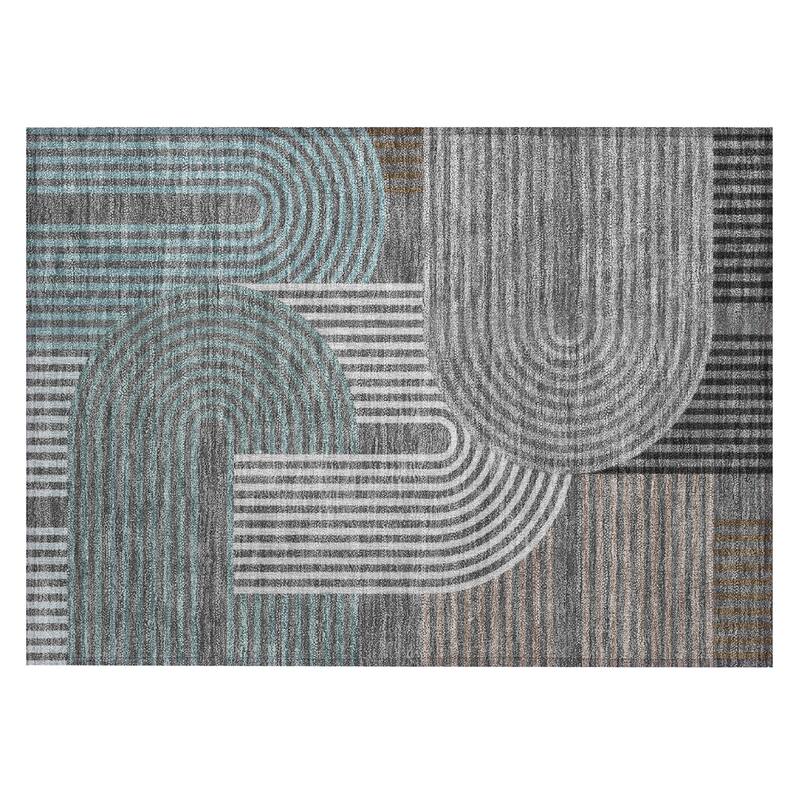 Machine Washable Indoor/ Outdoor Modern Basehor Chantille Rug
