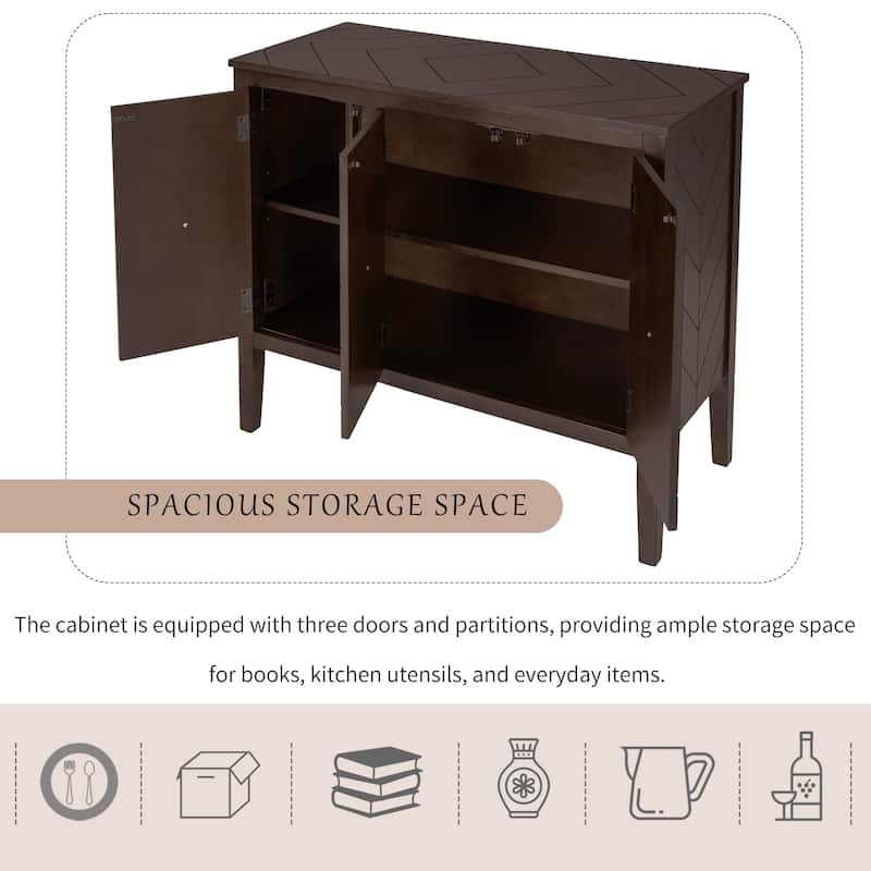 Retro Storage Sideboard with Adjustable Shelfs and 4 Pinewood Legs