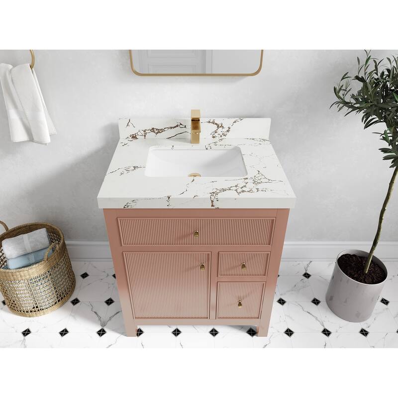 Willow Collections 30 in W x 22 in D Sonoma Free Standing Reeded Single Sink Bathroom Vanity with Countertop