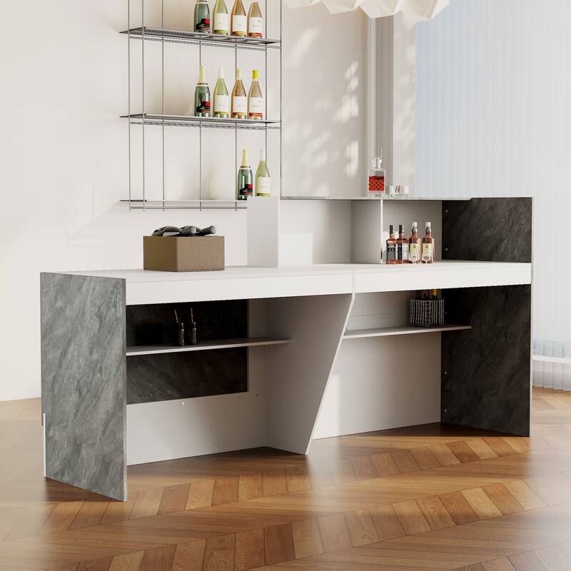 Reception Desk in White with Computer Surface and 4 Shelves