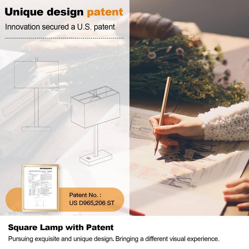 21" Set of 2 Touch Control Table Lamps with 2 USB & AC Outlets - 4.4"D x 7.8"W x 21"H