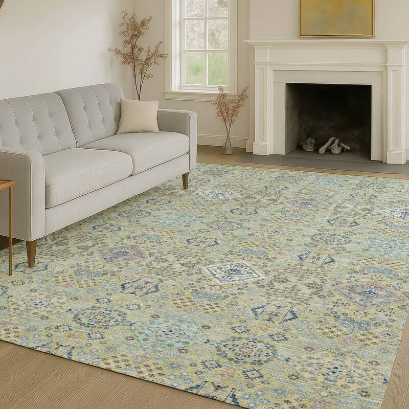 Machine Washable Indoor/ Outdoor Boho Panel Chantille Rug