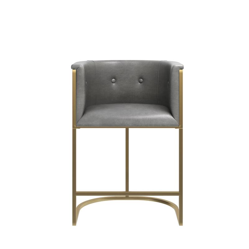 Manhattan Modern Bar Stool - Faux Leather with Gold-Finish Metal Base