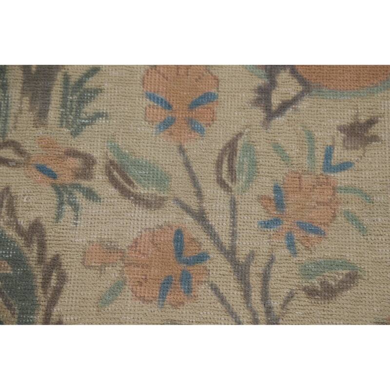 Hand Knotted Oriental 100% Wool Carpet Traditional Floral Peach Tabriz Area Rug - 13' 1'' X 9' 4''