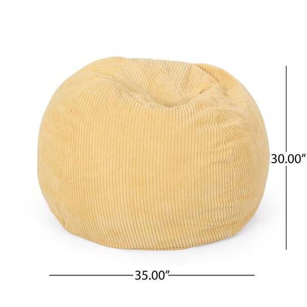 dimension image slide 0 of 5, Kenli Modern Corduroy Polyester Bean Bag Chair by Christopher Knight Home