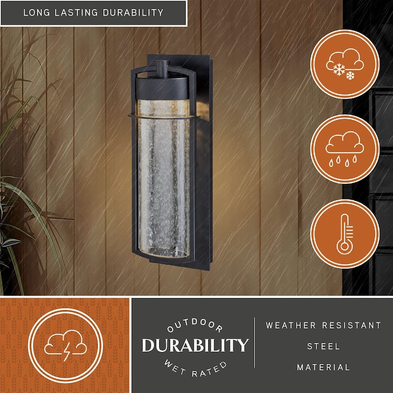 Logan 1 Light LED Cylinder Outdoor Wall Lantern Clear Glass