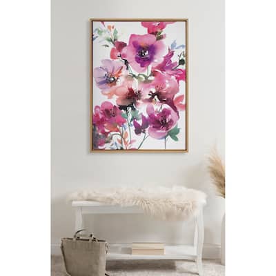Kate and Laurel Sylvie Spring Floral 1 Framed Canvas by Emma Daisy