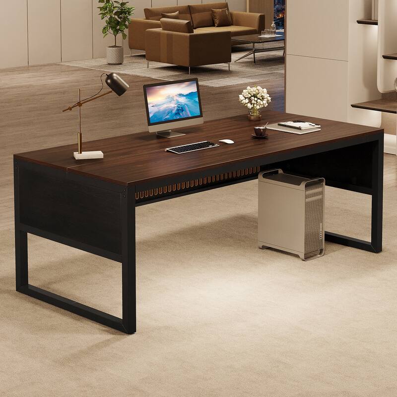63-Inch Large Executive Desk and Mobile File Cabinet Set for Office