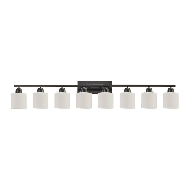 8-Light Bathroom Light Fixtures Over Mirror, 52inch Modern Vanity Lights with Frosted Glass Shade