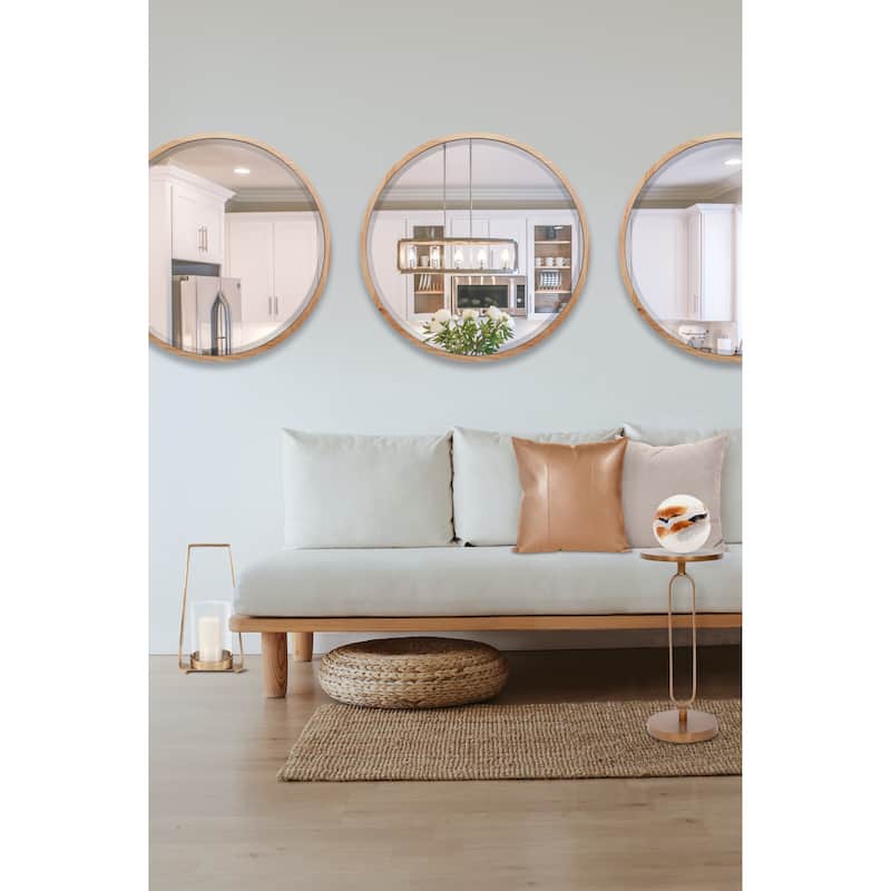 Allan Andrews Light Oak Wood Framed Beveled Wall Mirror