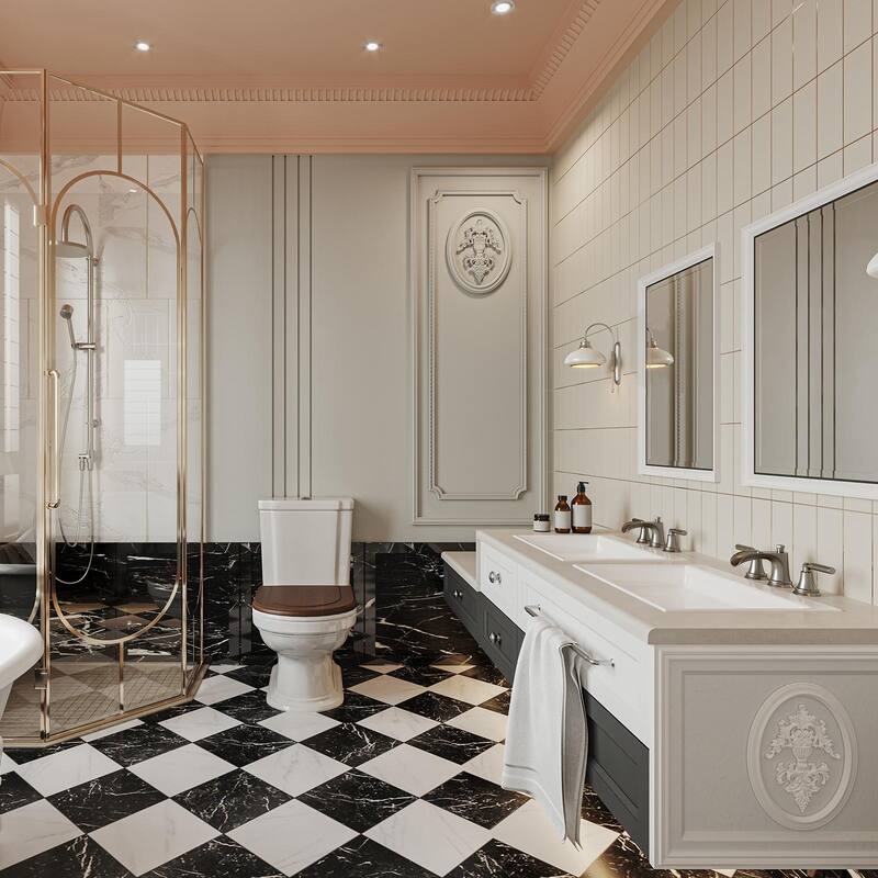 Double-Handle 3-Hole Waterfall Bathroom Faucet