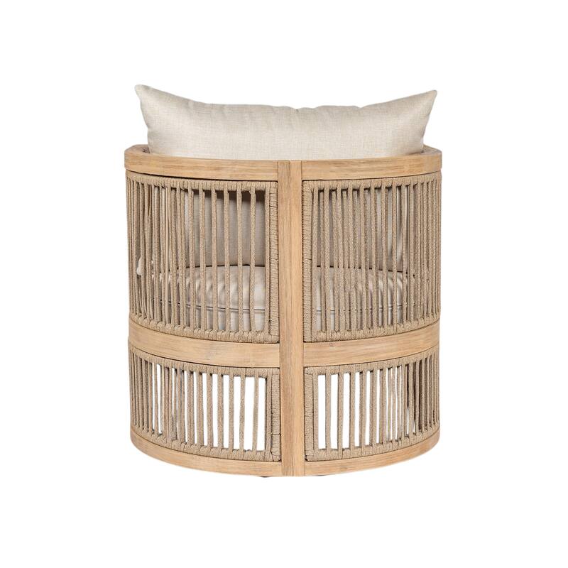 Christopher Knight Home - Ferrocona Outdoor Acacia Wood Club Chair with Cushion and MGO Side Table Set