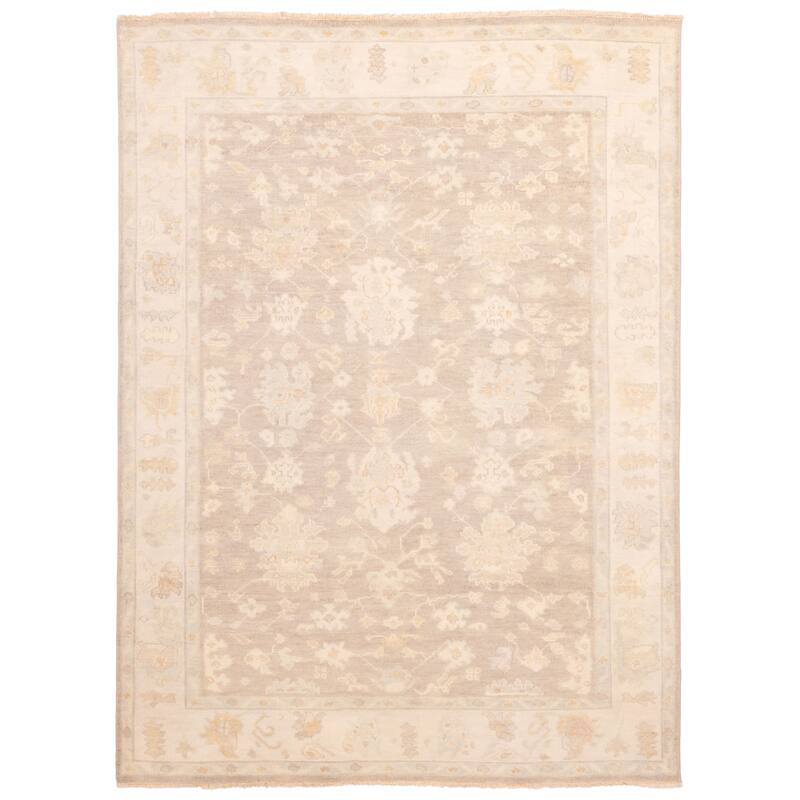 ECARPETGALLERY Hand-knotted Modern Oushak Grey Wool Rug - 8'8 x 12'0