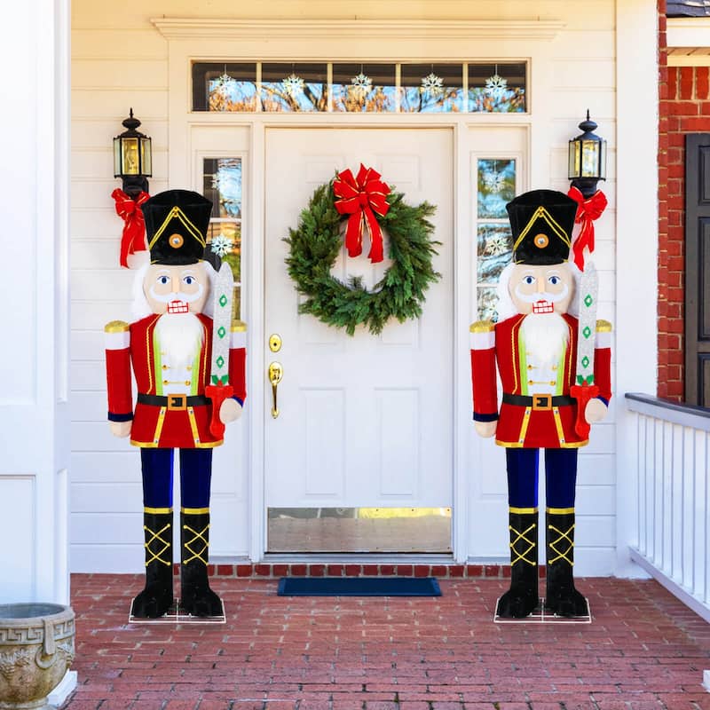 Costway 1/2 PCS 5 FT Lighted Nutcracker Soldier Outdoor Christmas - as pic shows