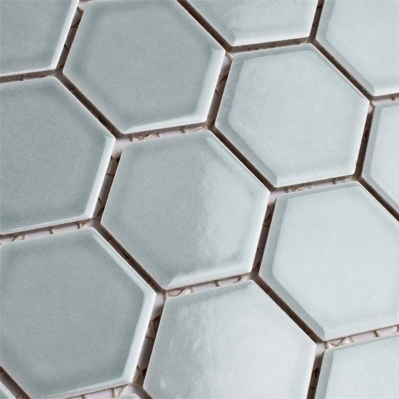Merola Tile Tribeca 2" Hex Glossy Mist 11-1/8" x 12-5/8" Porcelain Floor and Wall Tile