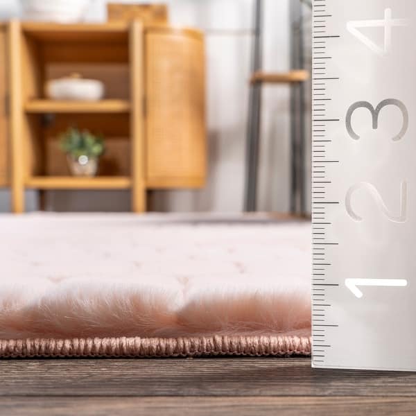 dimension image slide 5 of 6, Nuloom Nia SuperiorWash Tile Faux Rabbit Machine Washable Area Rug