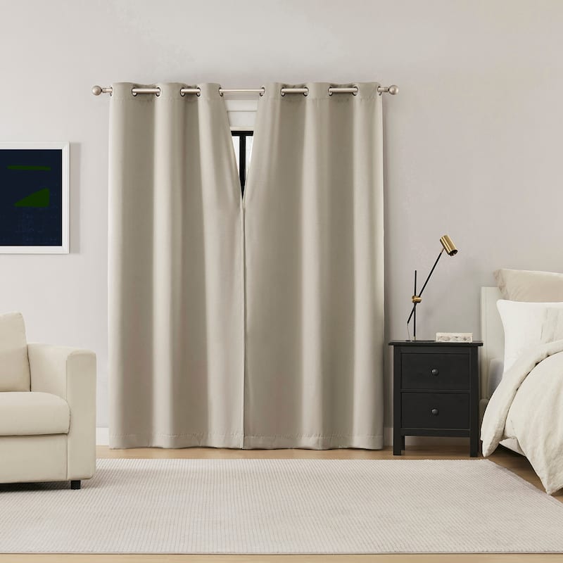 Sun Zero Sheridan Dual-Sided Magnetic Closure Total Blackout Grommet 2-Piece Curtain Panel Pair