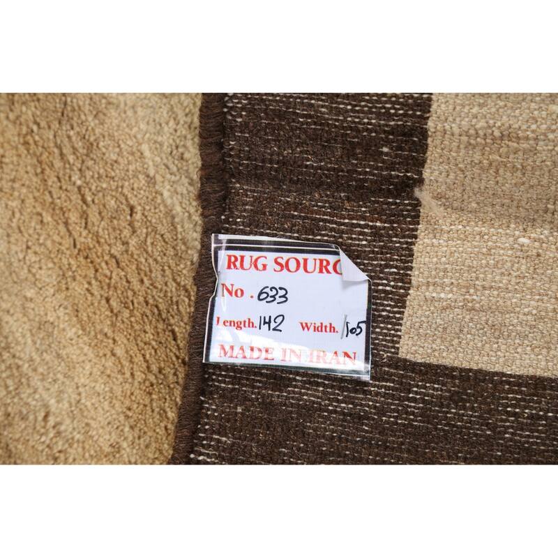 Hand Knotted Oriental 100% Wool Carpet Modern Contemporary Beige & Ivories Gabbeh Area Rug - 4' 9'' X 3' 4''