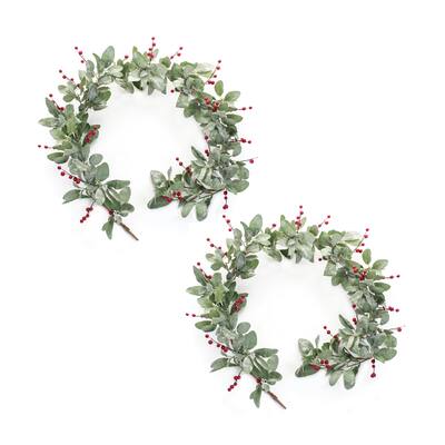 Mistletoe Garland w/Berries (Set of 2) - Multi - 60 x 9.5 x 4.75