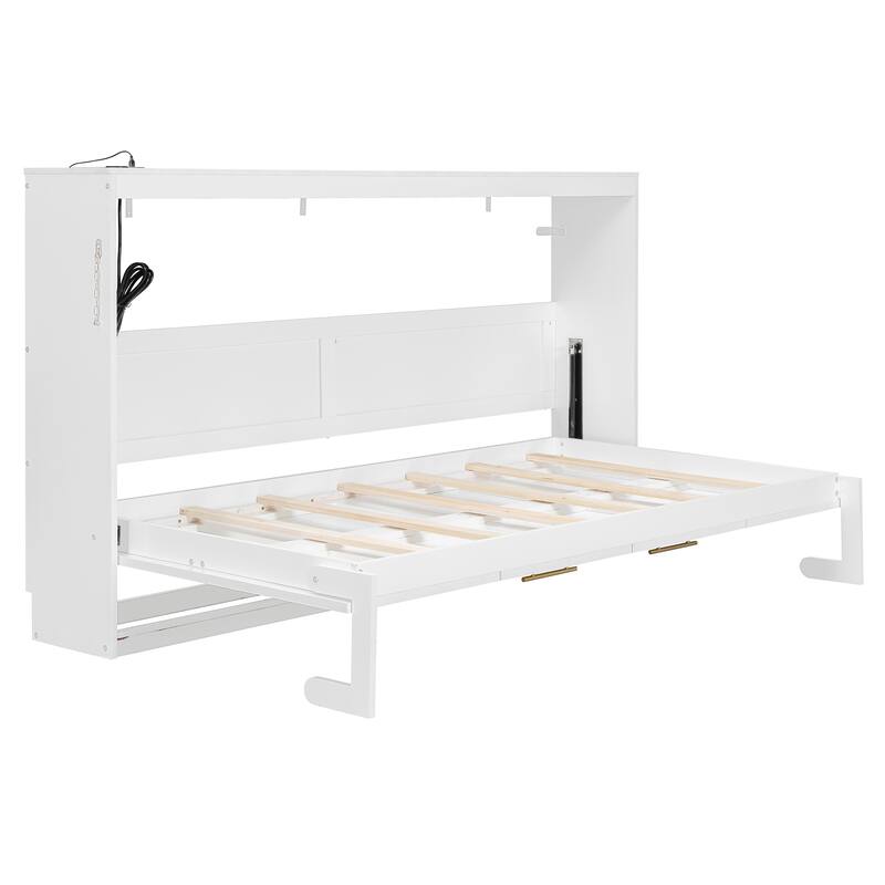 Side-Folding Printed Murphy Bed with LED and USB