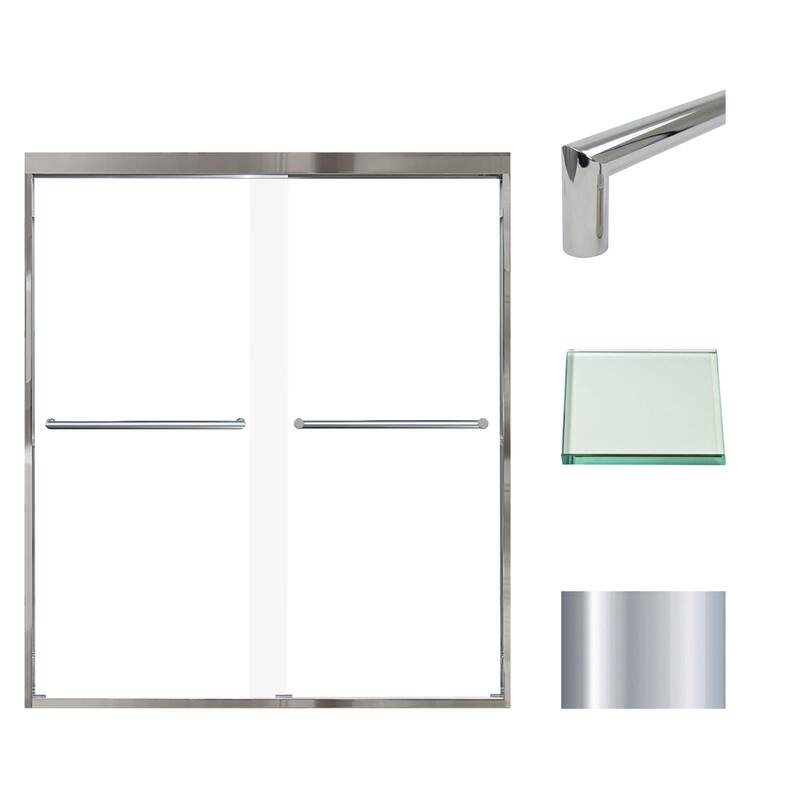 Transolid FBPT606608C-T 66" High x 59" Wide Bypass Frameless Shower - Polished Chrome