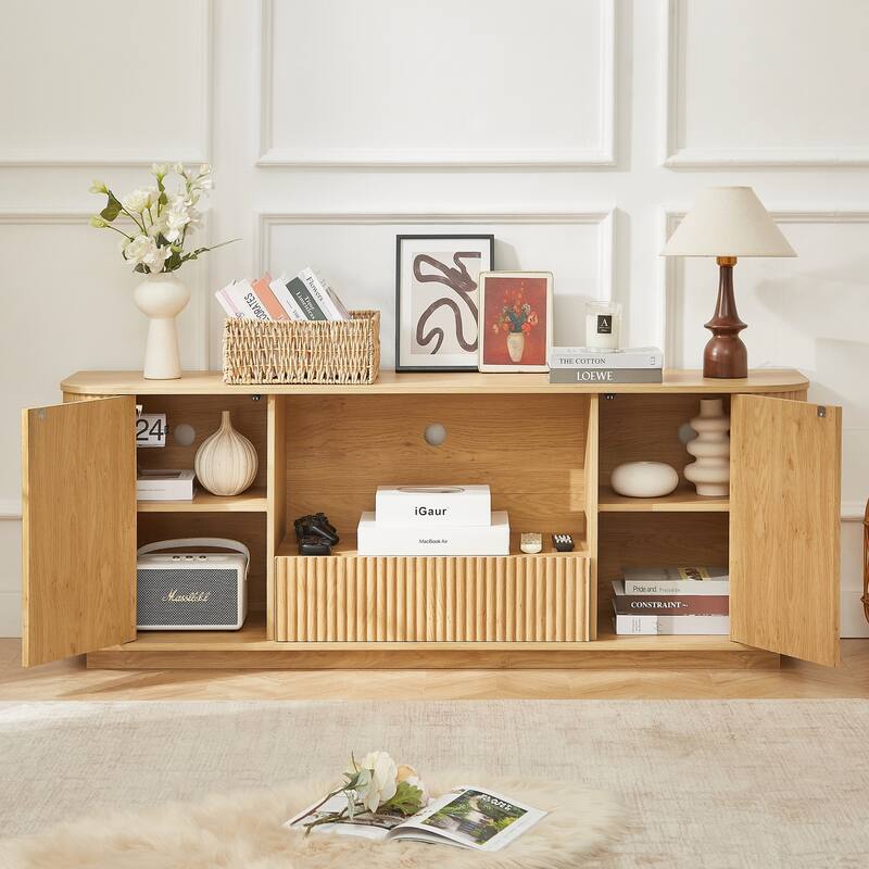 64 Inch Wavy TV Stand, Rounded Sideboard