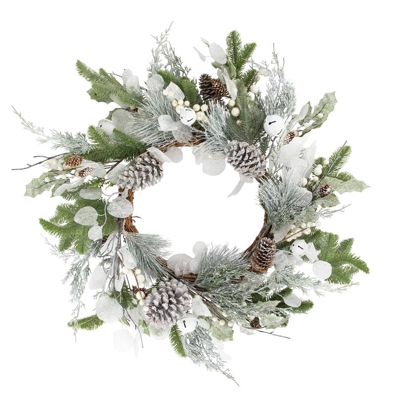 Artificial Mixed Foliage with Pine Cones Christmas Wreath, 28", Unlit
