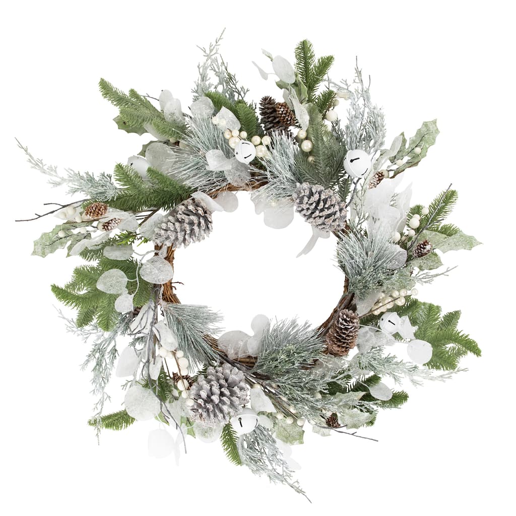 Artificial Mixed Foliage with Pine Cones Christmas Wreath, 28", Unlit