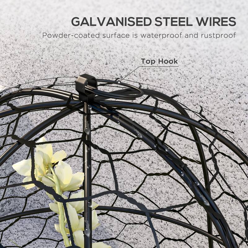 Outsunny Garden Chicken Wire Cloche, 16" x 13" Stackable Animal Plant Protectors, 6 Pack of Metal Crop Cages