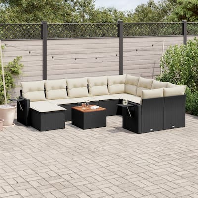 vidaXL Garden Sofa Set Black, Cream White - 24.4 x 24.4 x 27.2