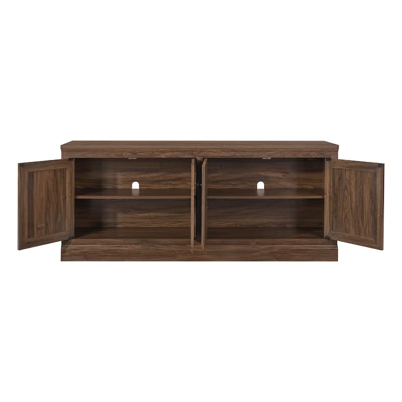 72" Sideboard Cabinet with 4 Doors, Minimalist TV Stand with 2 Compartments for Living Room, Dark Walnut