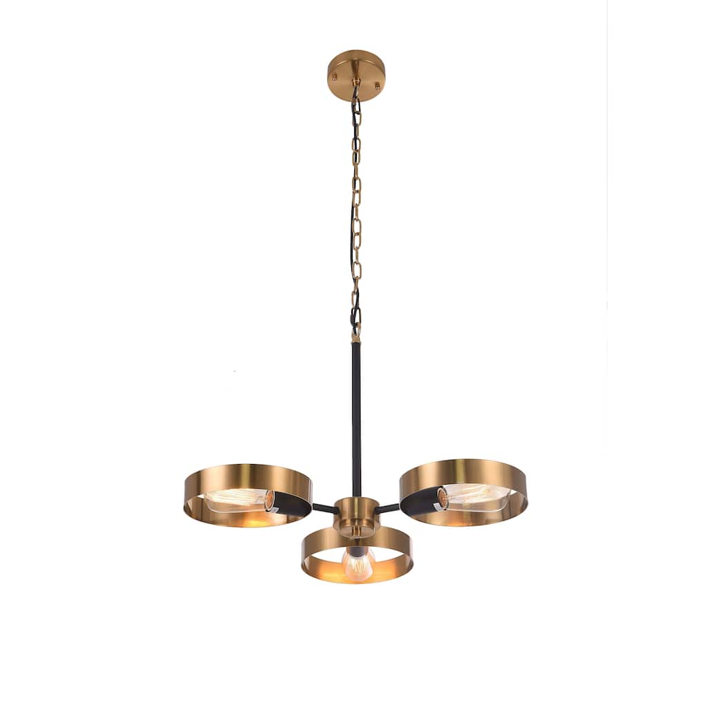 3-Light Black And Golden Bornze Chandelier