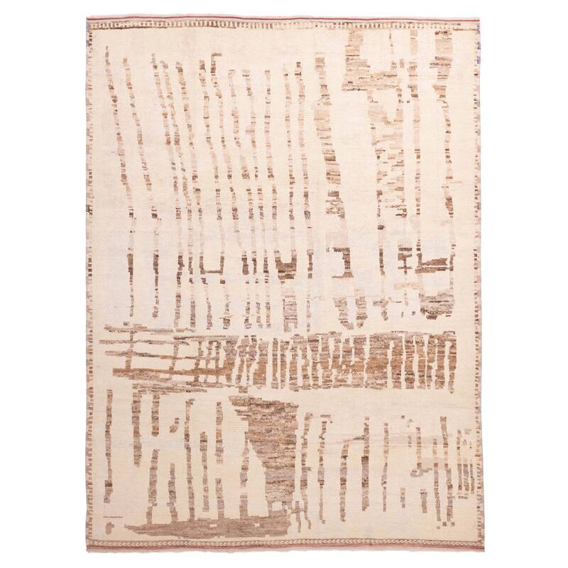 ECARPETGALLERY Hand-knotted Pak Finest Marrakesh Cream Wool Rug - 8'11 x 11'11