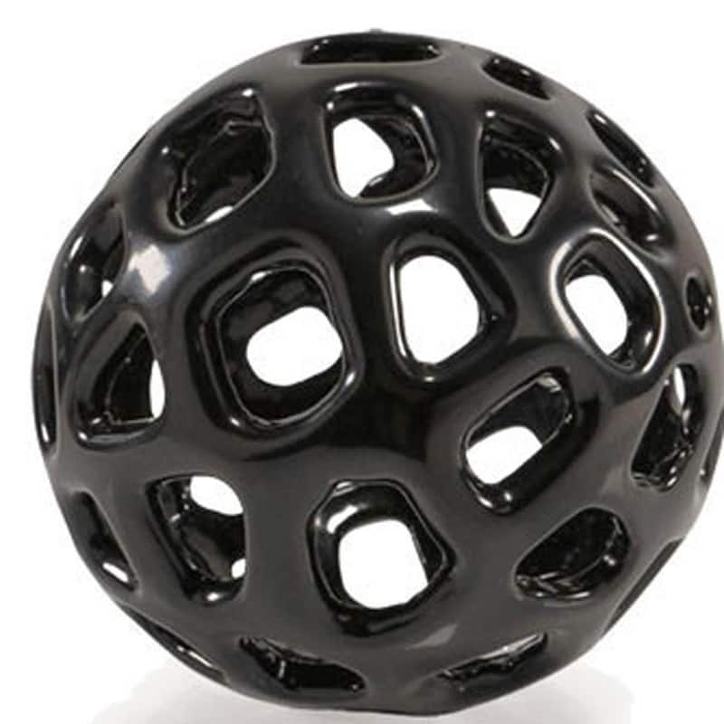 HomeRoots Set of Two Black Aluminum Hand Painted Decorative Orbs - 4.00 in. x 4.00 in. x 4.00 in.
