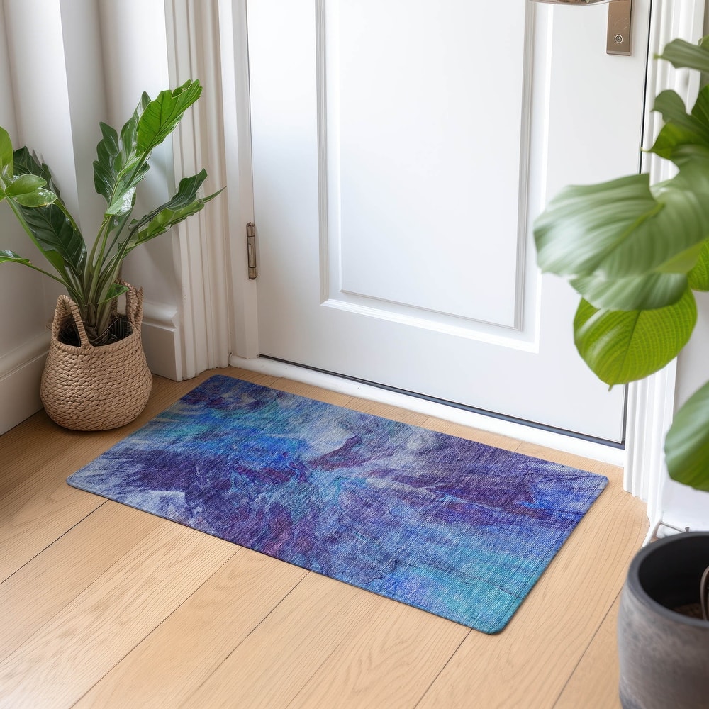 Machine Washable Indoor/ Outdoor Chantille Contemporary Splash Rug
