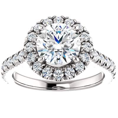 Certified 2 1/2Ct Halo Diamond Round Engagement Ring White Gold Lab Grown