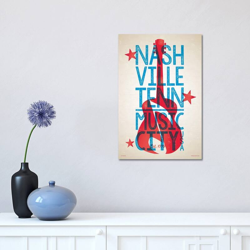 iCanvas "Nashville Letterpress Style Poster" by Jim Zahniser Canvas Print - 18x12x1.5