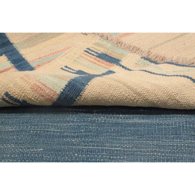 Hand Woven Oriental 100% Wool Carpet Southwestern Tribal Multi-Colored Kilim Runner Rug - 11' 5'' X 2' 5''